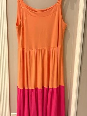 Three-tone Orange, Purple and Pink Tiered Dress